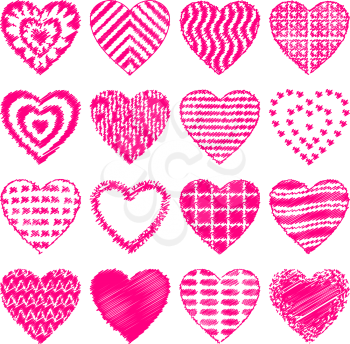Valentine heart, love symbol, pattern, set pictogram. Vector