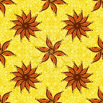Abstract Seamless Background, Tile Ornament with Symbolical Colorful Floral Patterns. Eps10, Contains Transparencies. Vector