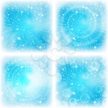 Background, abstract bright blue magic backdrop, set. Eps10, contains transparencies. Vector