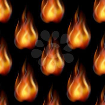 Fire Seamless Background, Tile Pattern, Blazing Orange and Yellow Flames. Eps10, Contains Transparencies. Vector