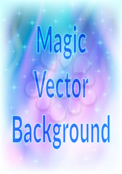 Abstract Blue and Pink Background, Symbolical Sky with Stars and Rays. Eps10, Contains Transparencies. Vector
