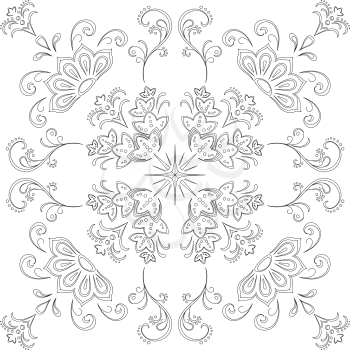 Abstract floral seamless vector graphic background, monochrome contour