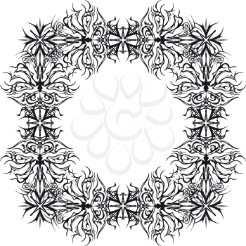 Abstract graphic black and white contour pattern. Vector