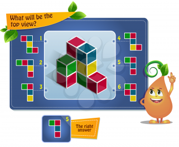 educational game for kids, puzzle. development of spatial thinking in children (suitable both for kids and adults). Task game  what will be the top view?