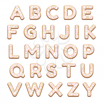 Hand made cookies alphabet. Isolated on whte.