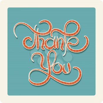Thank you Hand writting lettering. Illlustration in retro style.