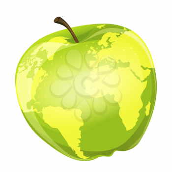 A vector illustration of apple with geographic contours 