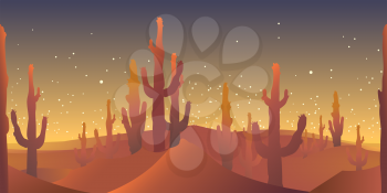 A vector horizontal seamless pattern of  rusk in mexican desert