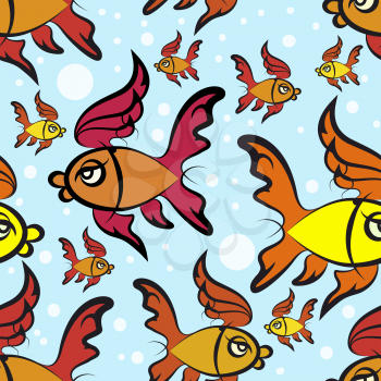 seamless colorful cartoon fishes pattern