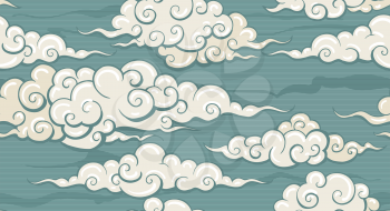 Seamless cloud pattern in Retro style. Vector illustration.