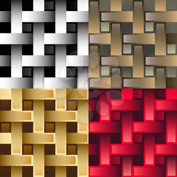 Set of four seamless industrial patterns drawn in different color variations. Each variation contains separate background.