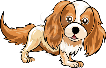 Funny illustration with spaniel drawn in cartoon style