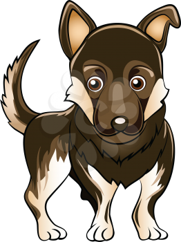 Illustration with german shepherd dog puppy drawn in cartoon style
