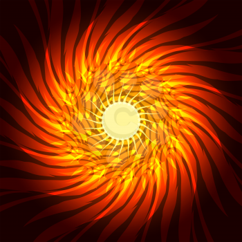 Hand-drawn Sun symbol in Ancient astrology style. Vector illustration.