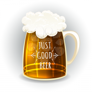 beer mug in cartoon style slogan. Craft Brewery emblem element. Vector illustration.
