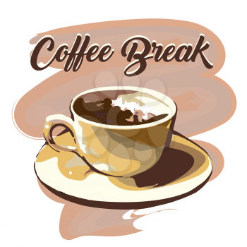 Hand drawn coffee break graphic design. Vector illustration.