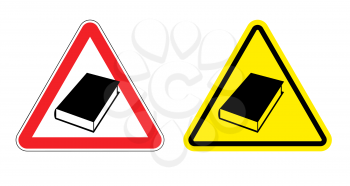 Warning sign formation. Danger of Yellow Book. Silhouette of old books at red triangle. Set Road signs.