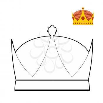 Coloring book Crown. Royal Crown. Hat for King. Vector illustration Royal accessory.
