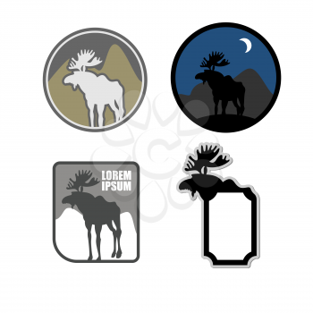 Set of icons logo moose. Emblem for hunters or for natural park with wild animals. Vector illustration
