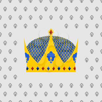 Royal Crown of gold with precious stones. Vector illustration
