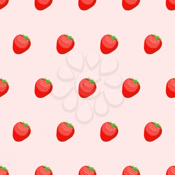 Red Strawberry seamless background. Fresh, ripe berries vector pattern.
