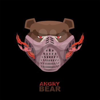 Angry bear in mask. A ferocious wild animal