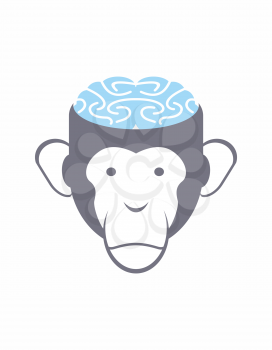 Monkey brain Blue. Animal Head vector illustration. Logo for Research Institute.
