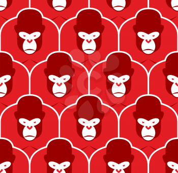 Gorilla seamless pattern. Flock of Angry red big monkey. Background of Group of animals. Beasts vector illustration