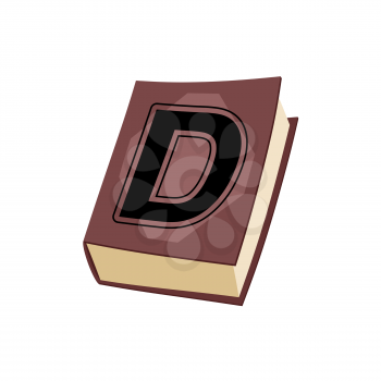Letter D on e cover of  book. Old Edition with alphabetical icon. Concept of template elements ABC
