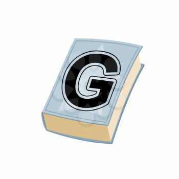 Letter G on  cover of retro books. Concept of template elements alphabet
