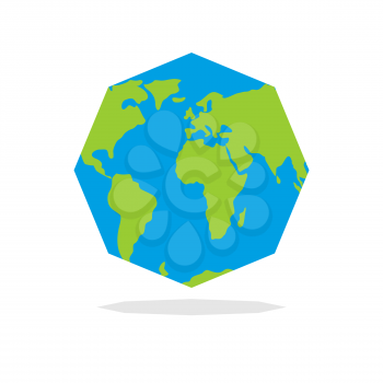 Octagon Planta  earth. World map in geometric figure.