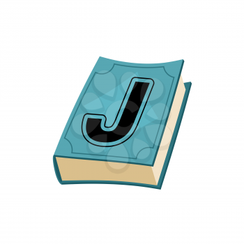 Letter J on cover of retro books. Concept of template elements alphabet
