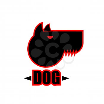 Logo of angry dog with strong collar. Aggressive pet.
