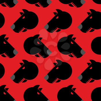 Angry dog seamless pattern. Background of aggressive animal with red eyes. Terrible texture pet.
