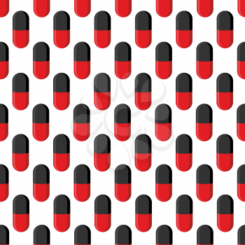 Capsule medical seamless pattern. Pills vector background
