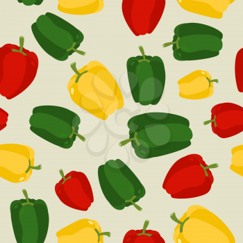 Pepper seamless pattern. Vegetable vector background ripe sweet pepper
