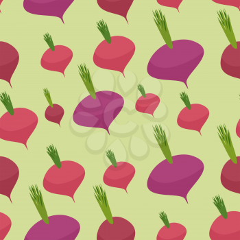 Beet pattern. Seamless background with dark red beets. Vector texture
