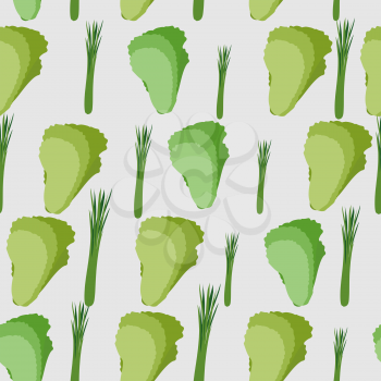 Background of green leaf lettuce. Vector seamless pattern of vegetables. Vector texture
