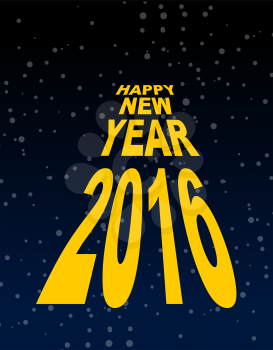 Happy new year amid the black sky. Dark space and stars. Text in perspective fly to infinity.
