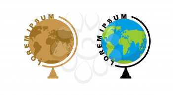 School globe logo. Emblem for travel company. Ball mode  Earth