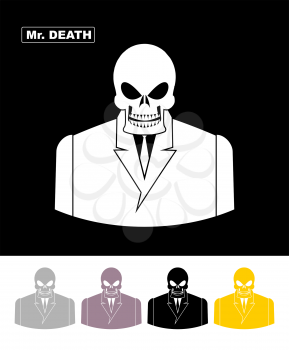 Mr death. Skull wearing businessman. Skeleton in an Office suit. Web icon. Vector illustration.
