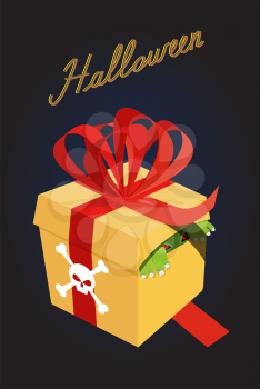 gift for halloween Monster in a box. Fear. A terrible gift. Vector illustration