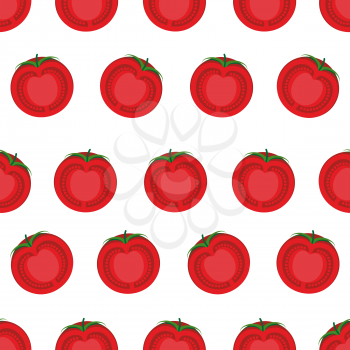 Slice tomato seamless pattern. Vector background from vegetables tomato.
