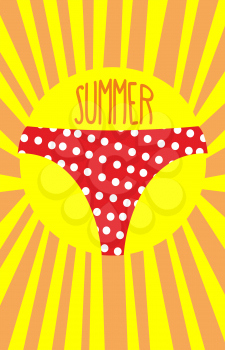 Sun in panties women. Summer. Solar Vector illustration.