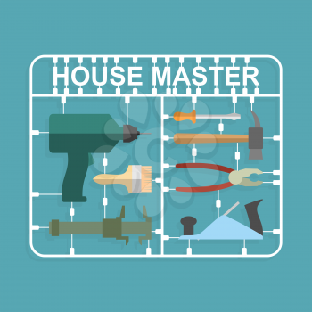 plastic model kits Construction tools. House master
