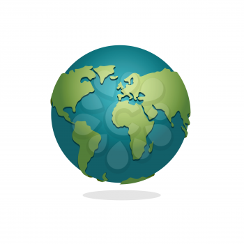 Earth Planet. Sign of globe. Space Earth on white background. World globe map. Continents and oceans.
