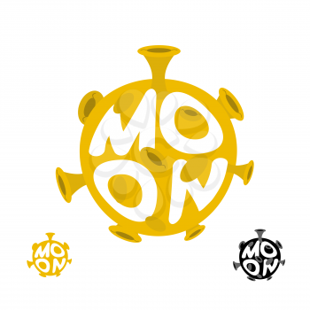 Moon logo. Emblem with yellow planet. Vector illustration