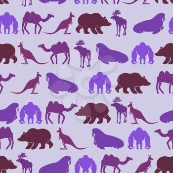Zoo seamless Patten. Color background of wild beasts. Texture of  animals: bear and camel.
