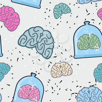 Laboratory of  pitcher and  human brain in a jar seamless pattern. Glassware for scientific experiments. Vector background scientific research.