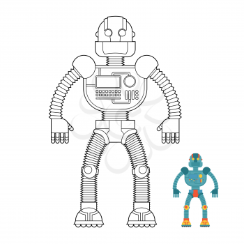 Robot coloring book. Cyborg - technological machine. Humanoid machine of future.